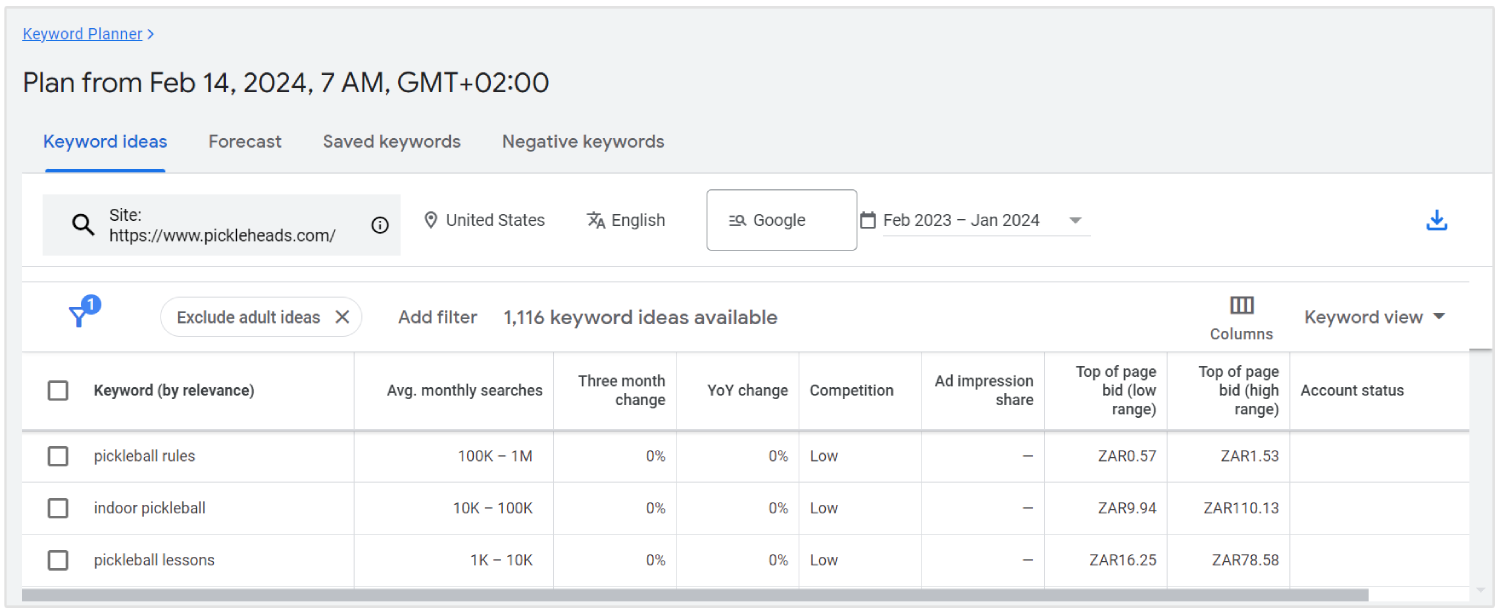 google keyword planner